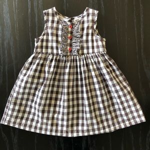 Gingham Dress Red buttons Ruffle Placket 18 mo